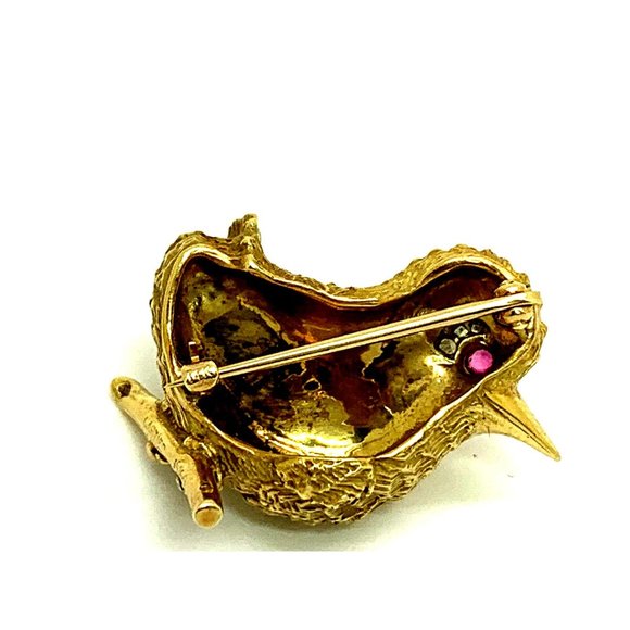 Cartier 18K Yellow Gold Ruby Diamond Bird Brooch Pin Vintage Rare Estate… - Picture 12 of 13